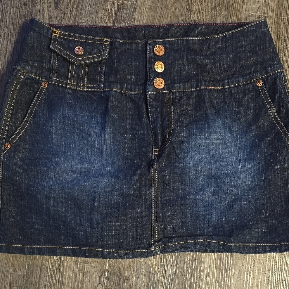 Denim Mini Skirt with Button Details